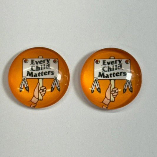 16mm Hand Sign With Feathers, Every Child Matters Designs, Glue on, Resin Gem (Sold In Pair) Sundaylace Creations & Bling