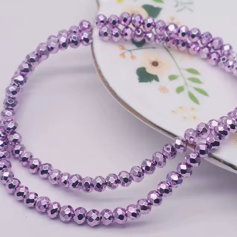 4mm Metallic Dark Grape Purple Rondelle Sundaylace Creations & Bling