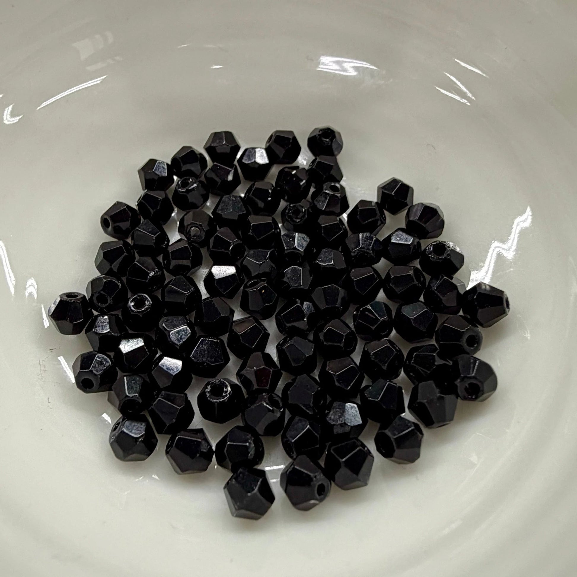 4mm Opaque Black, Crystal Lane Bicone Strand Crystal Lane