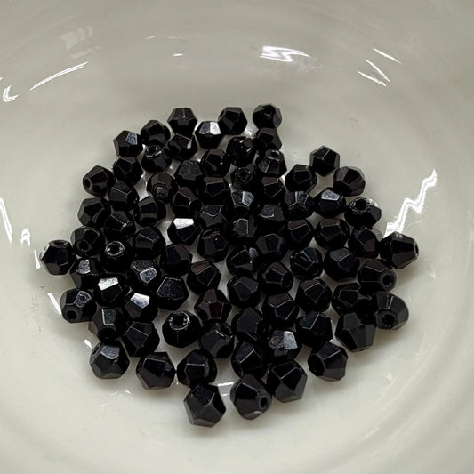 4mm Opaque Black, Crystal Lane Bicone Strand Crystal Lane