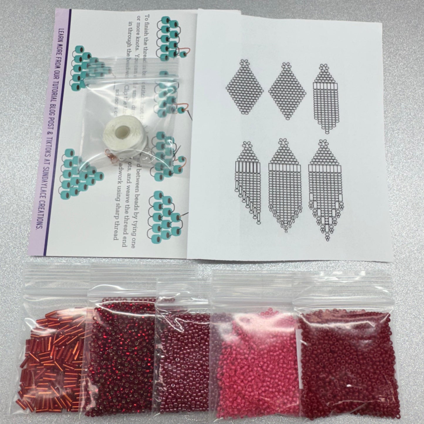 Red ♥️ Themed Dangle Earring Starter Brick Stitch Bead Kit, Promotions Sundaylace Creations & Bling