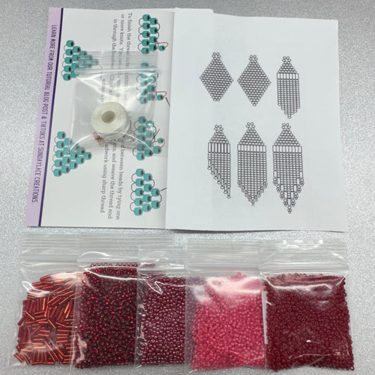 Red ♥️ Themed Dangle Earring Starter Brick Stitch Bead Kit, Promotions Sundaylace Creations & Bling