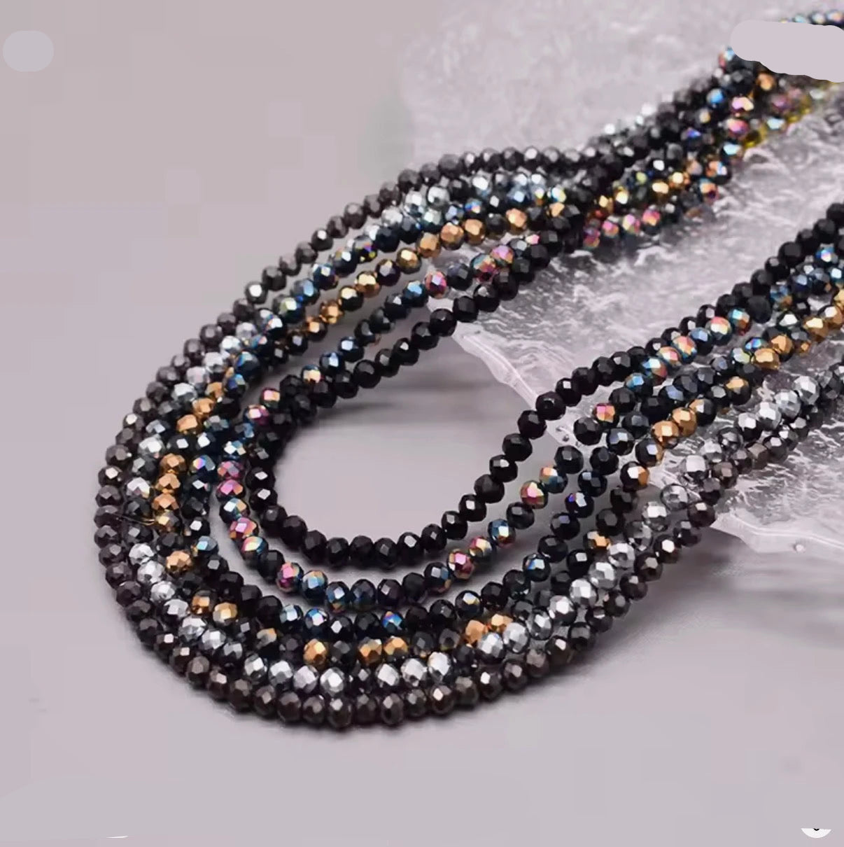4mm Midnight Metallic Mix AB 6 strand/bag 720pcs Rondelle Crystal Glass Beads Bicone/Rondelle