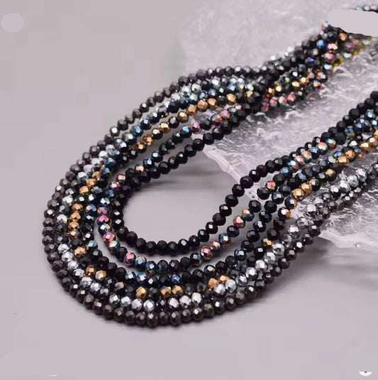 4mm Midnight Metallic Mix AB 6 strand/bag 720pcs Rondelle Crystal Glass Beads Bicone/Rondelle