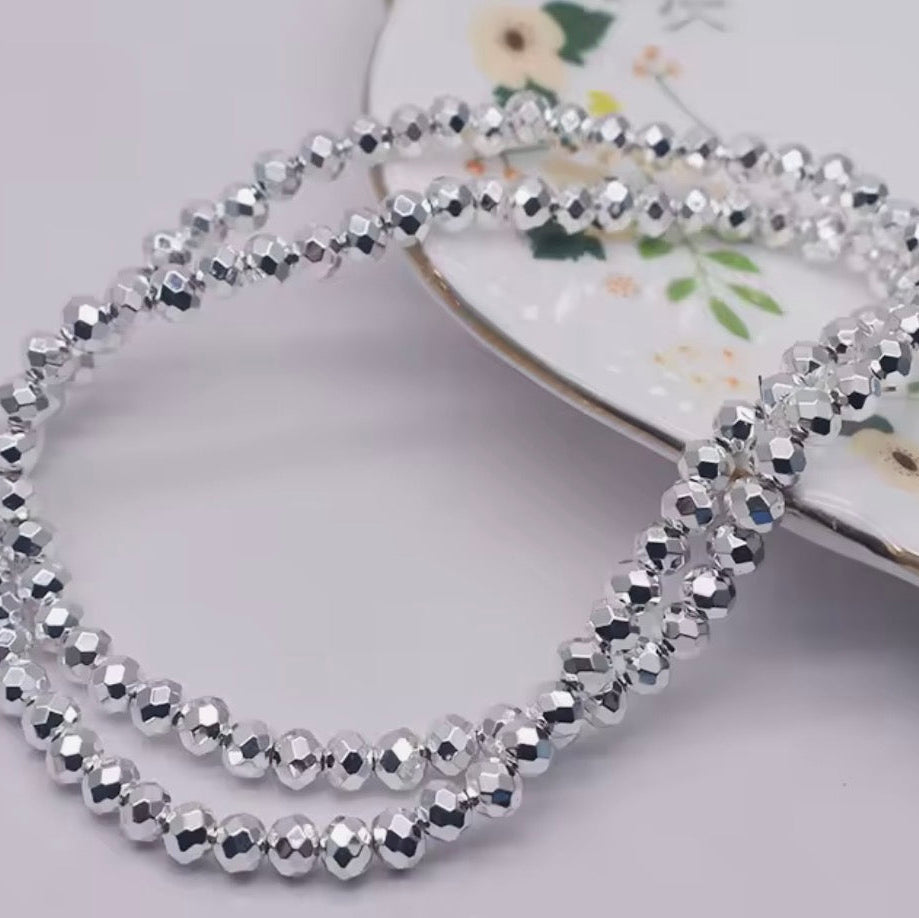 4mm Metallic Silver Rondelle Sundaylace Creations & Bling