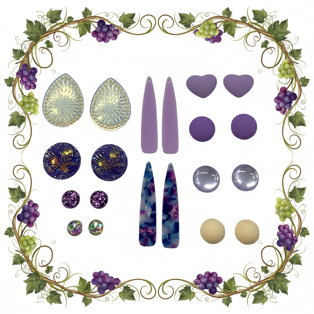 “Melted Grapes” Purple 10 Resin Gem Sets, Promotions Sundaylace Creations & Bling