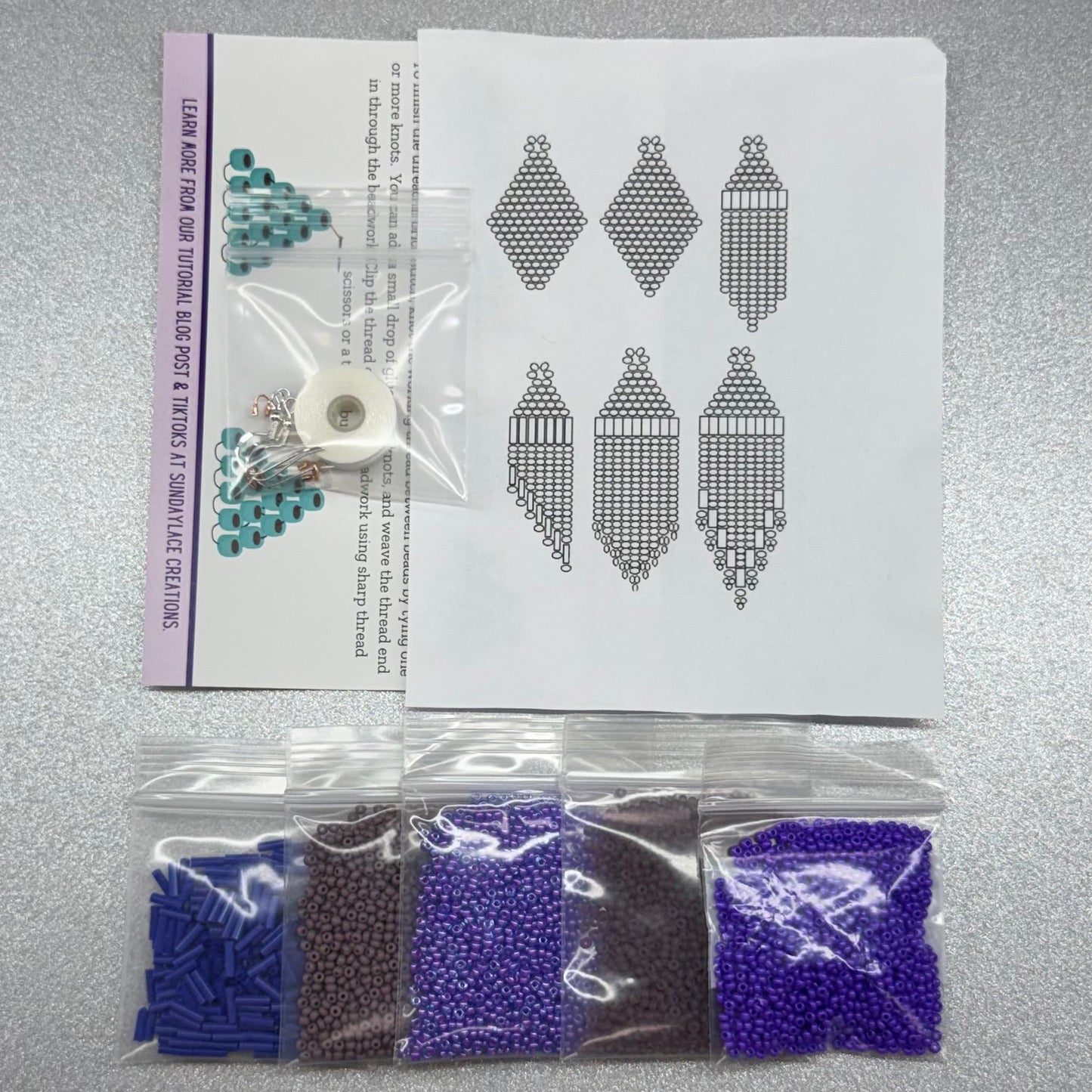 Purple 💜 Themed Dangle Earring Starter Brick Stitch Bead Kit, Promotions Sundaylace Creations & Bling