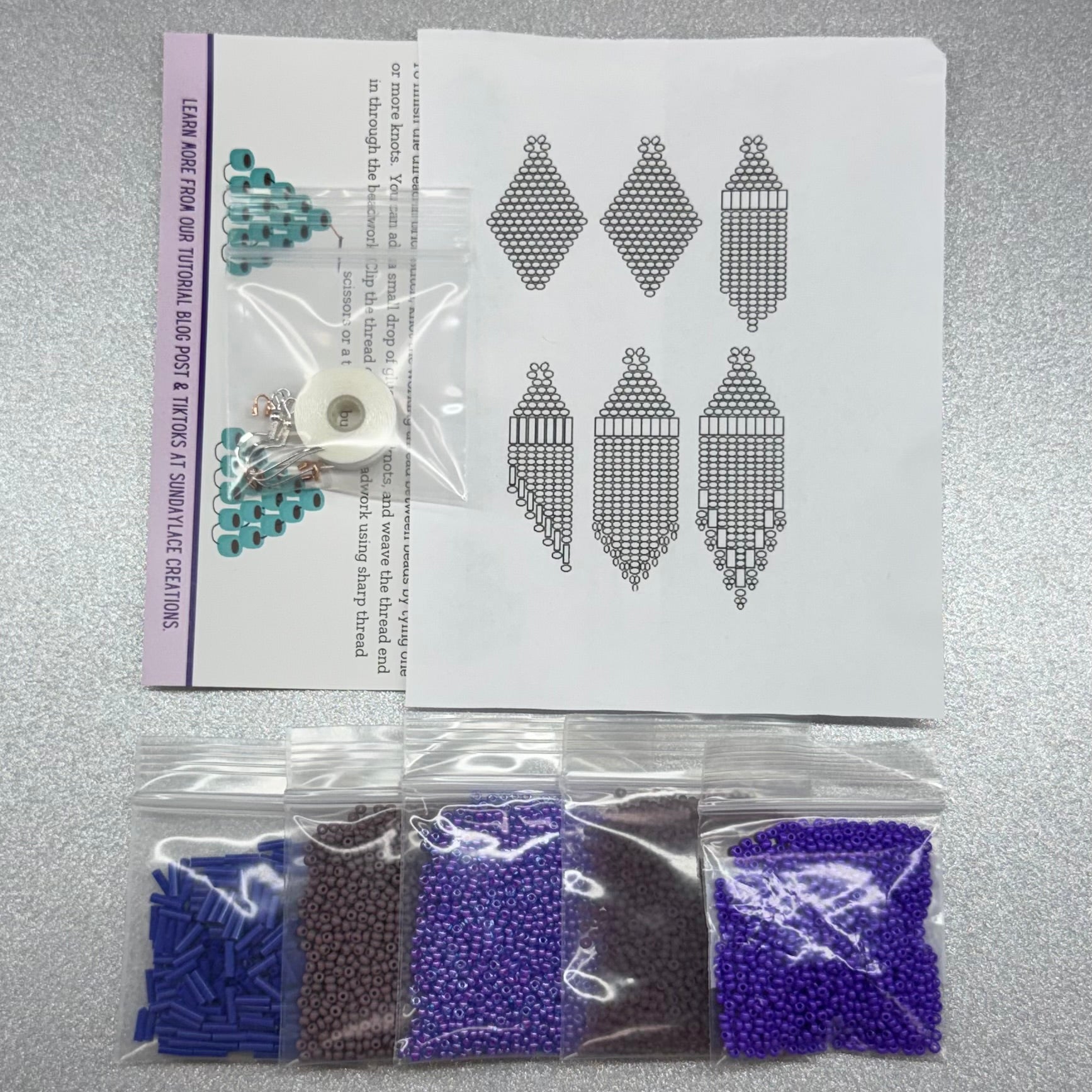 Purple 💜 Themed Dangle Earring Starter Brick Stitch Bead Kit, Promotions Sundaylace Creations & Bling