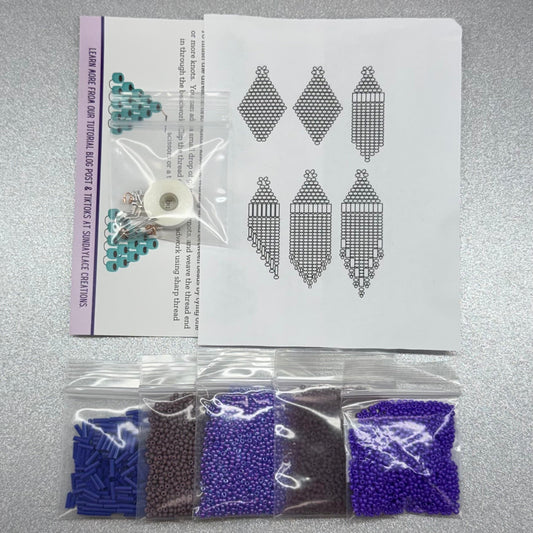 Purple 💜 Themed Dangle Earring Starter Brick Stitch Bead Kit, Promotions Sundaylace Creations & Bling