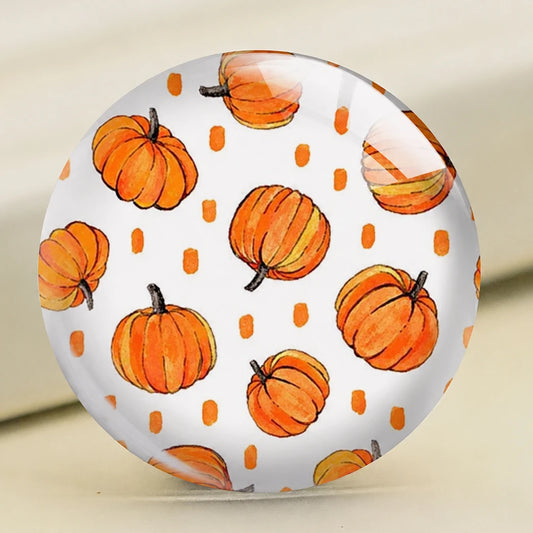 20mm Pumpkins with white background (Sold in pairs) Sundaylace Creations & Bling
