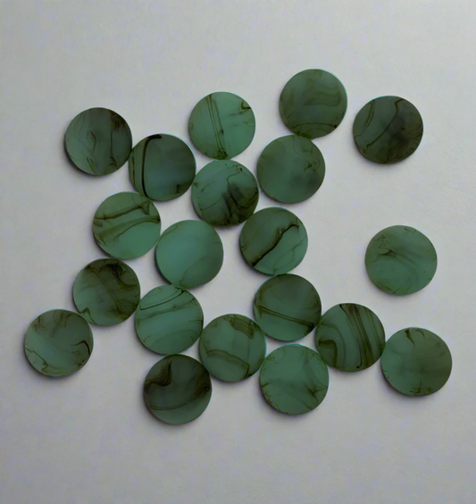 20mm Teal Matte Marbled Round, Glue on, Resin Gems (Sold in Pair) Resin Gems