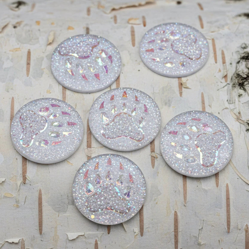 25mm Clear AB Bear Claw *Round Shape, Sew on, Resin Gem (Sold in Pair) Resin Gems