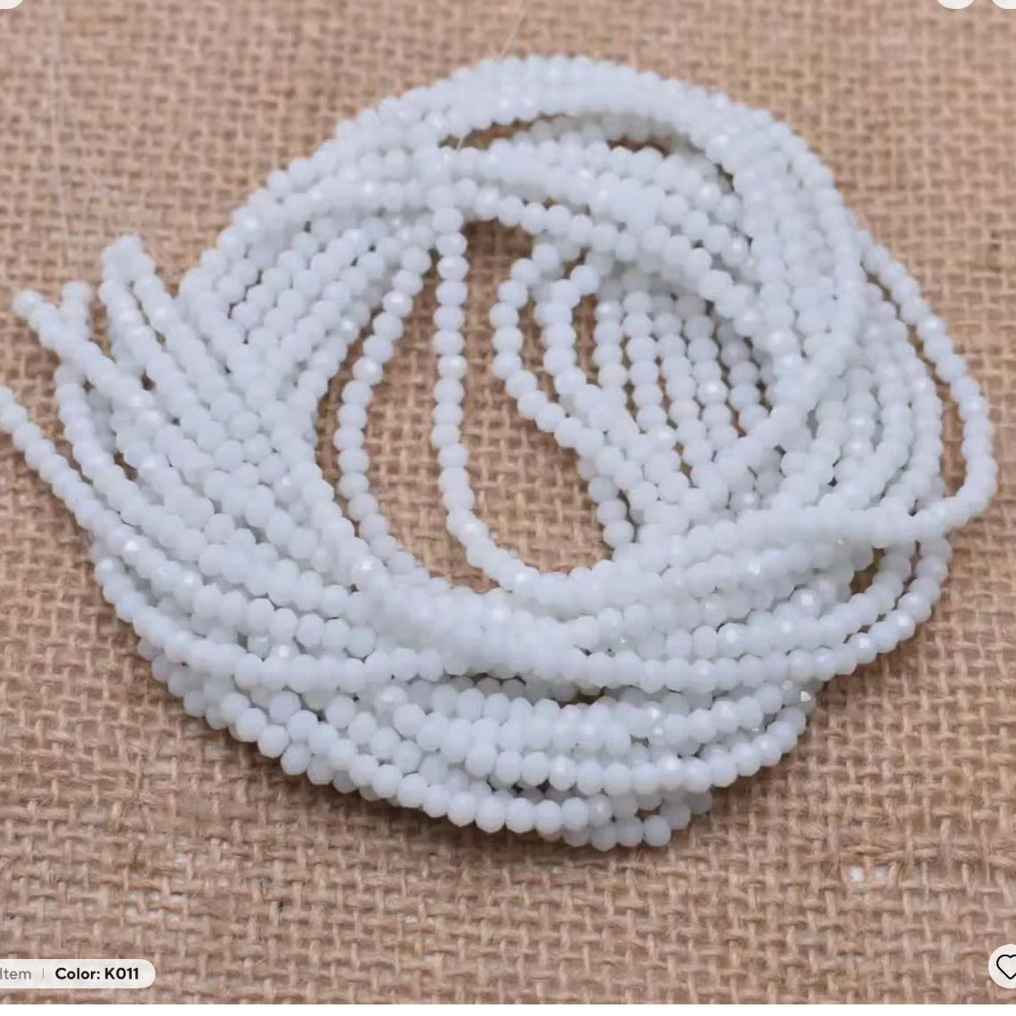 3mm Arctic Mist White Colour Bicone Glass Beads 100pcs Bicone/Rondelle