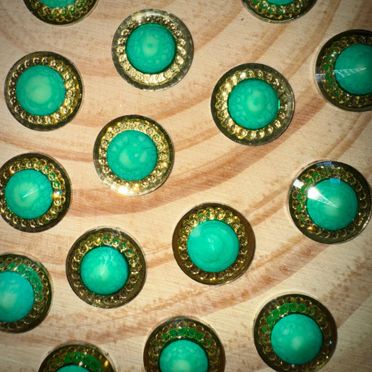 16mm Aqua Green Round Flatback Rhinestone Trim Stone, Resin Gem, (Sold in Pair) Sundaylace Creations & Bling