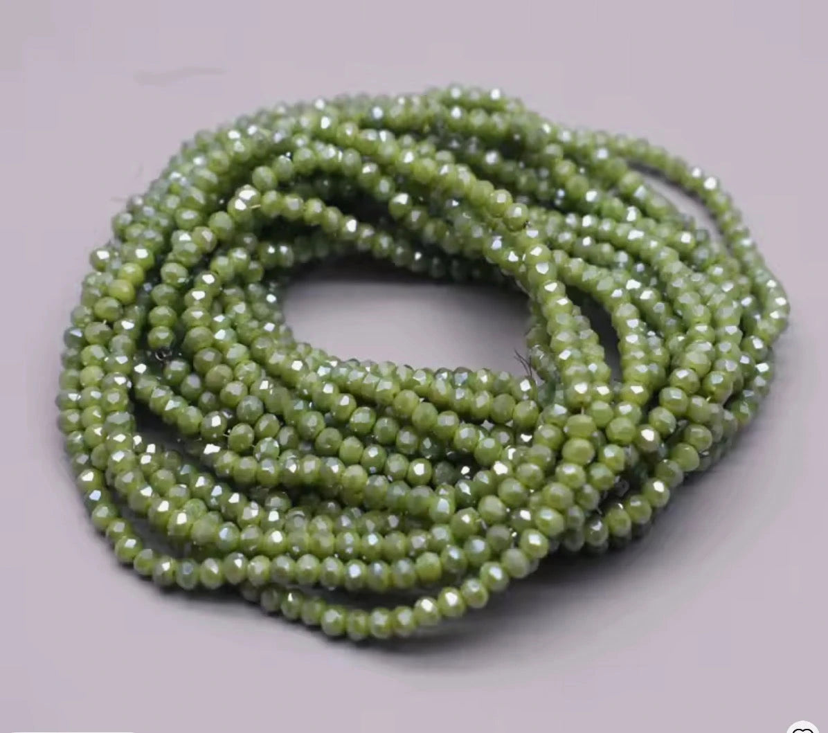 3mm Olive Green Colour Bicone Glass Beads 100pcs Bicone/Rondelle