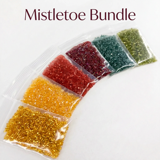 “Mistletoe” 6 x 10/0 2 Cut Beads (22g) Red, Green, Gold, Promotions 10/0 Czech Seed Beads