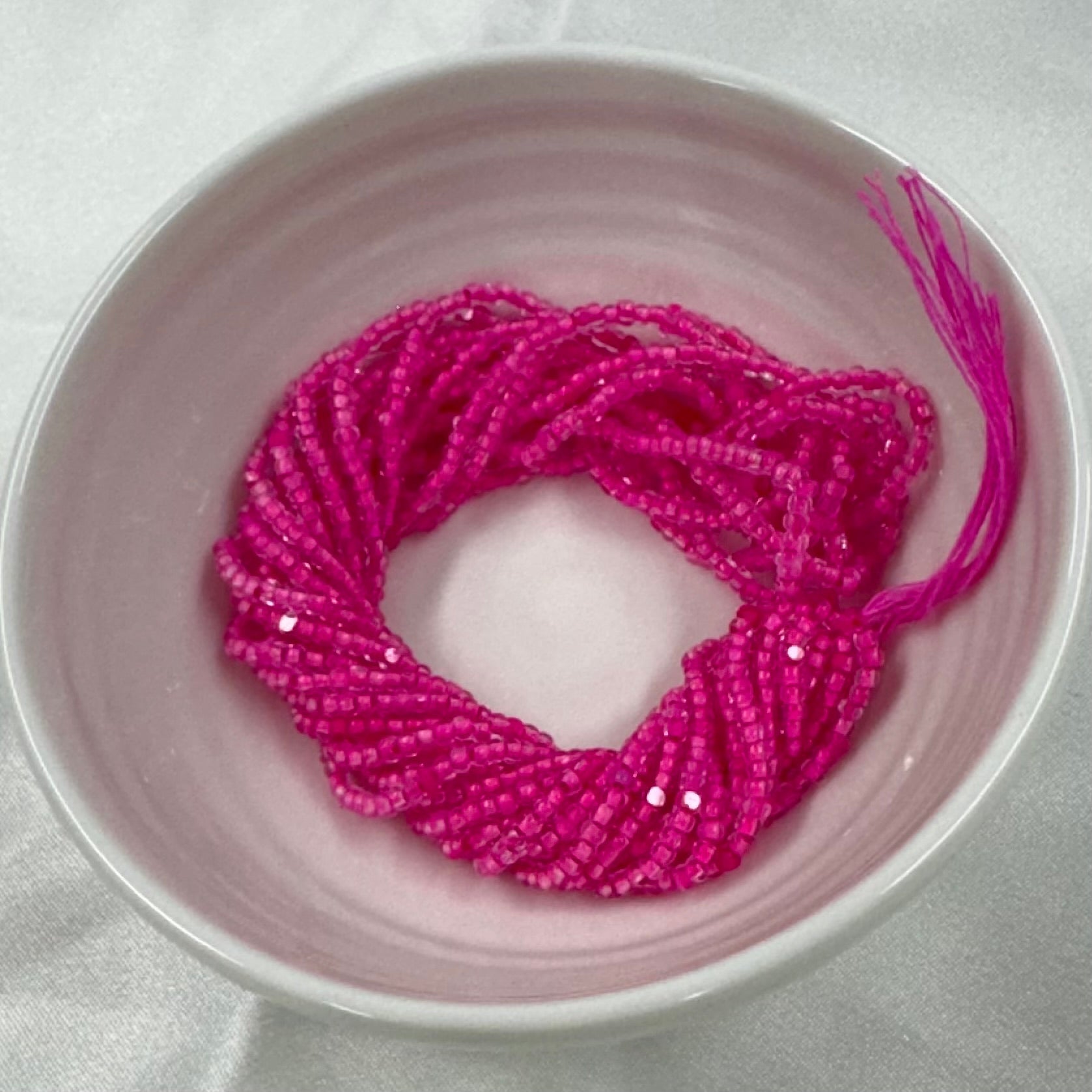 11/0 Charlotte Cut Seed Bead- Colour Lined Neon Pink  *10g Hank* India Sheen Charlotte Cut Seedbeads