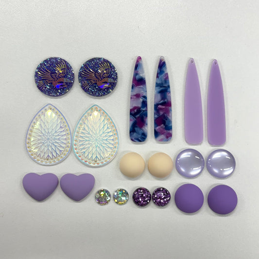 "Midnight Orchid" 10 Pairs of Resin Gem Set, Promotions Sundaylace Creations & Bling