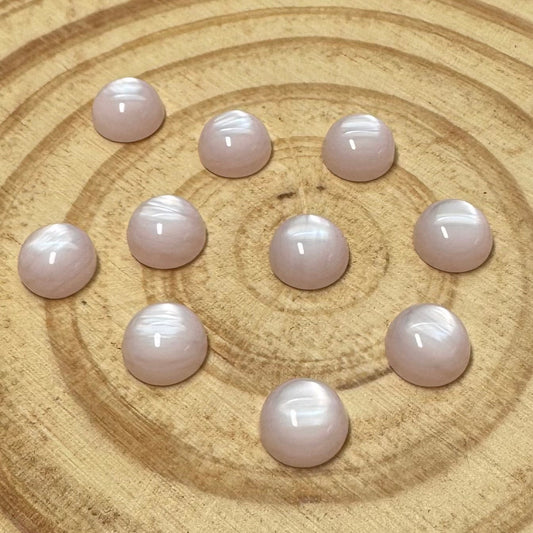 10mm Blush Pink Cat’s Eye Round, Glue On, Resin Gem, (Sold in Pair) Sundaylace Creations & Bling