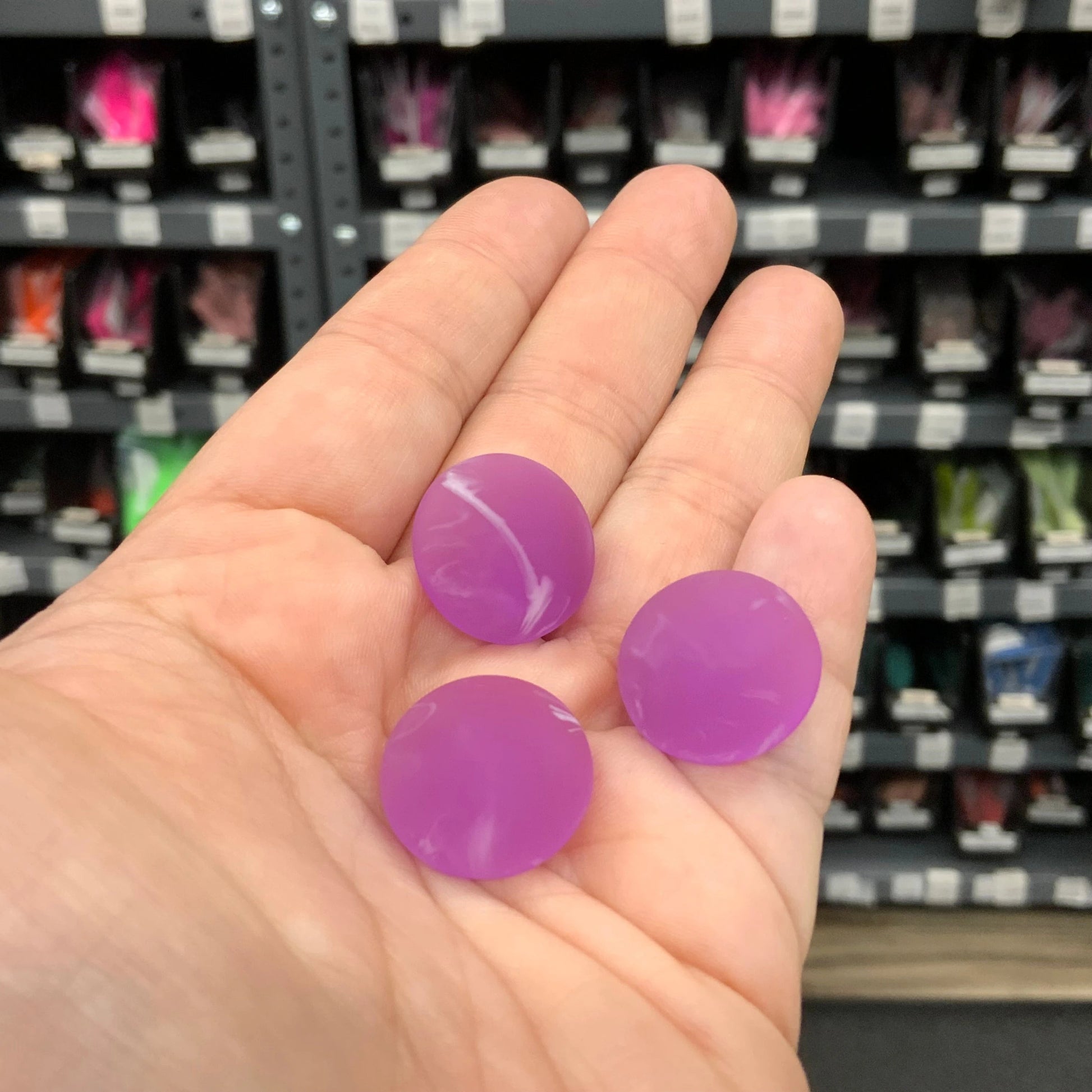 20mm Purple Matte Marbled Round, Glue on, Resin Gems (Sold in Pair) Resin Gems
