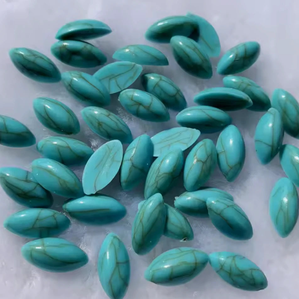 7*15mm Turquoise Green Navette, Glue On, Resin Gem (Sold in Pair) Sundaylace Creations & Bling