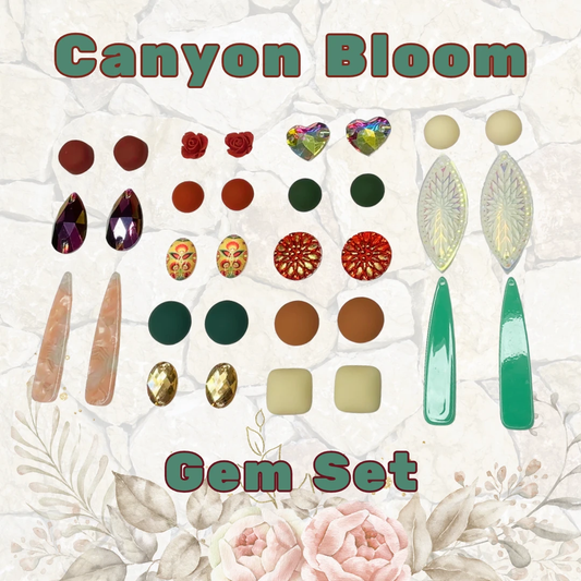 “Canyon Bloom” Terra Cotta Ivory Peach (12 Pairs) Resin Gem Set, Promotions Sundaylace Creations & Bling