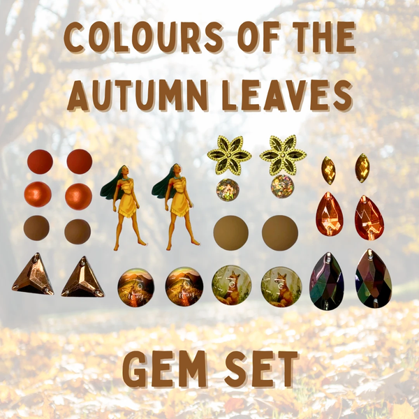 "Colours of Autumn" Tan/Orange Glass/Resin Cabs Gem Set 13 Gems Sets, Promotions Resin Gems