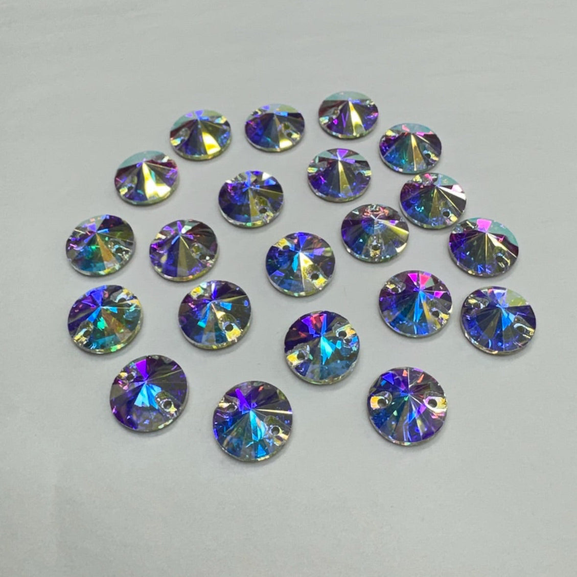 14mm AB High Quality Rivoli, , Sew on, Fancy Glass Gem (Sold in Pair) Fancy Glass Gems