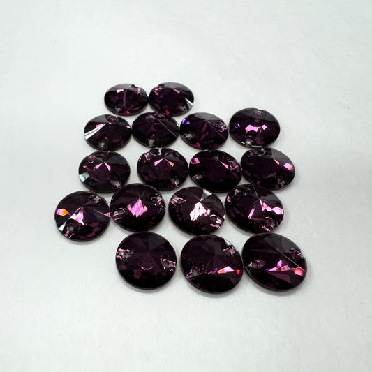 12mm Light Purple Velvet Rivoli Glass Gem, Sew on (Sold in Pair) Glass Gems