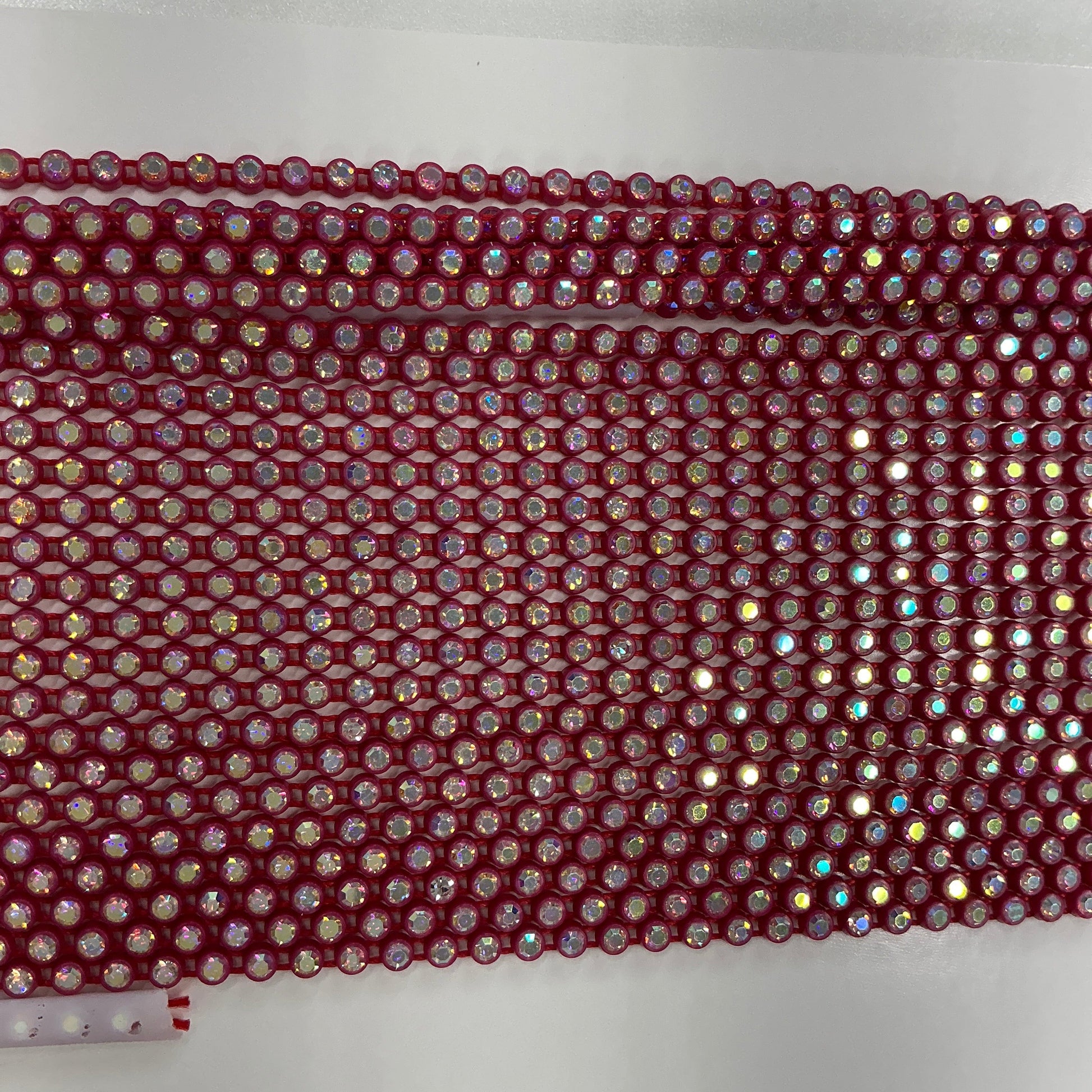 Ss8 AB on Hot Pink Plastic Rhinestone Banding, Crystal Lane Brand, Sold by yard Plastic Rhinestone Chain