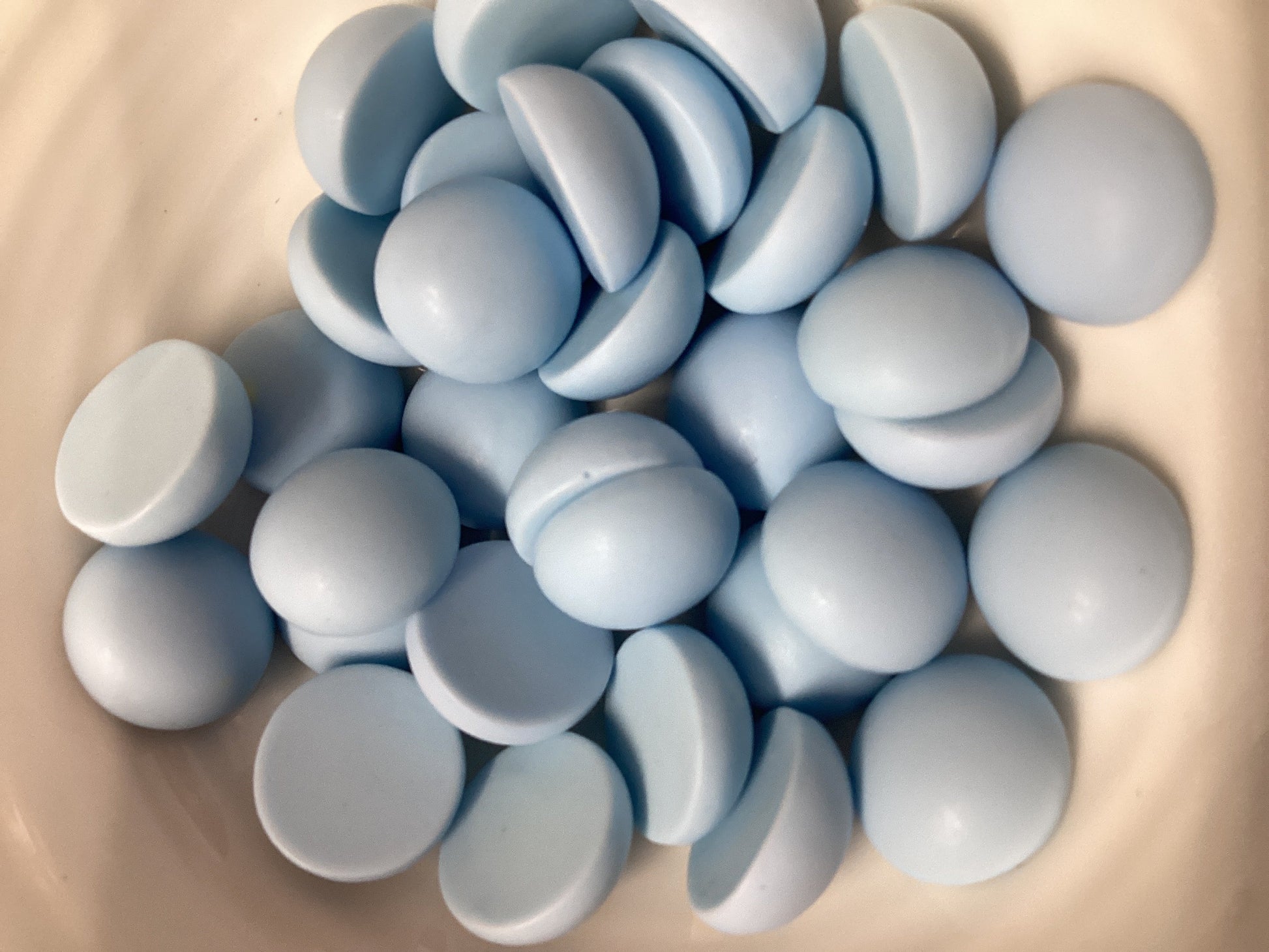 12mm Baby Blue Smooth Matte Dome Round, Glue on, Resin Gems (Sold in Pair) Resin Gems
