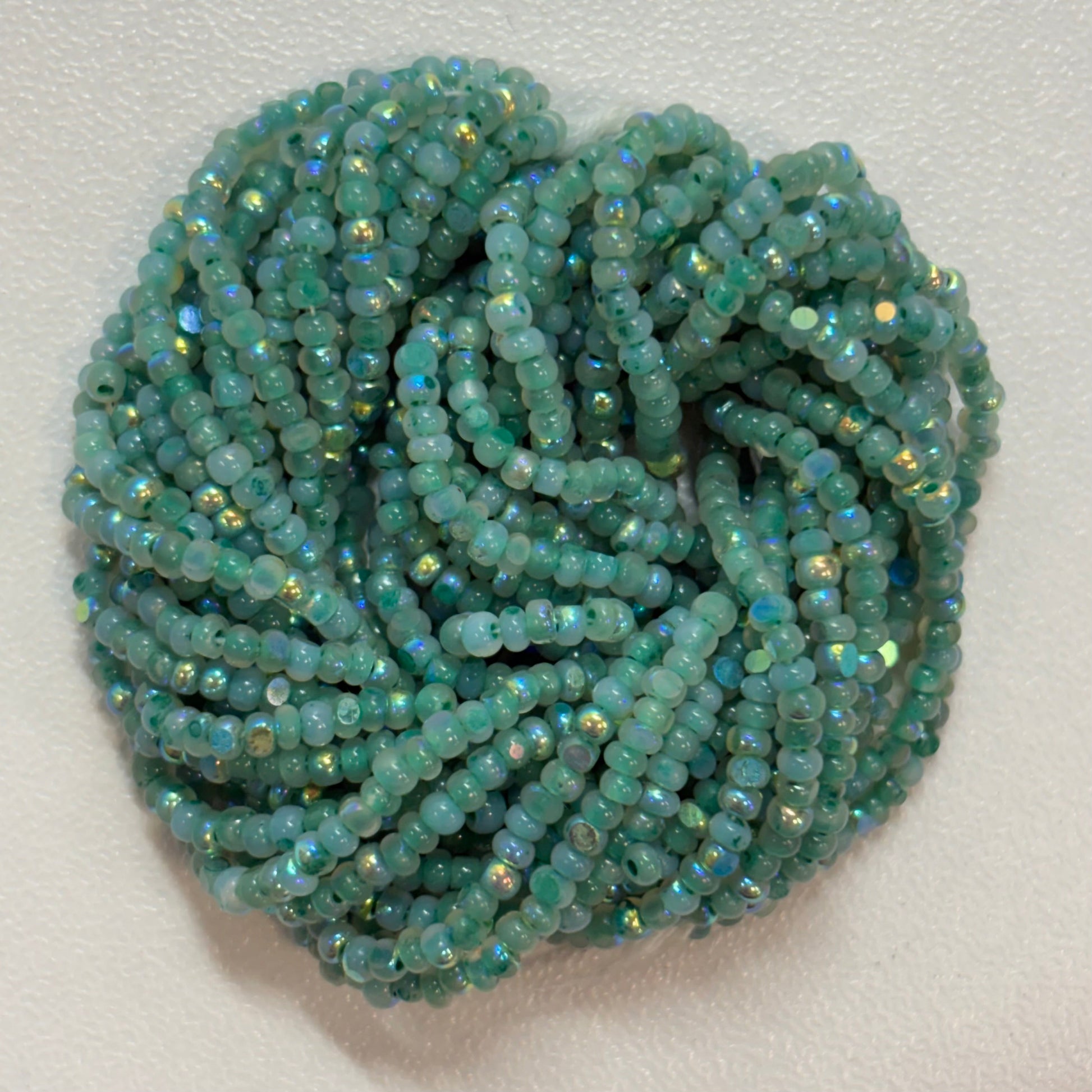 11/0 Charlotte Cut Seed Bead- Opal Neon Teal Aurore Boreale PREMIUM *10g Hank* India Sheen Charlotte Cut Seedbeads