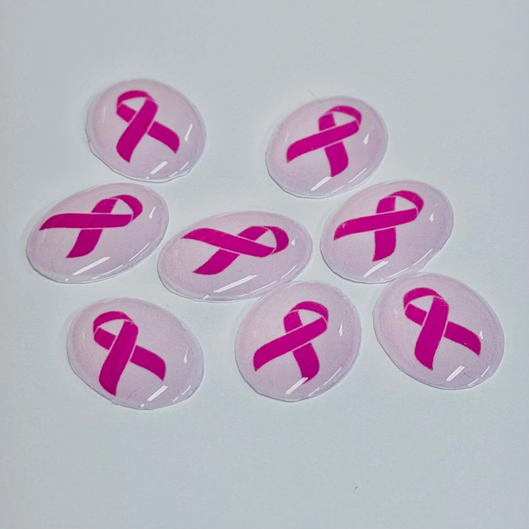 12*18mm “Survivor Ribbon” Breast Cancer Awareness, Glue On, Resin Gems (Sold in Pair) Sundaylace Creations & Bling