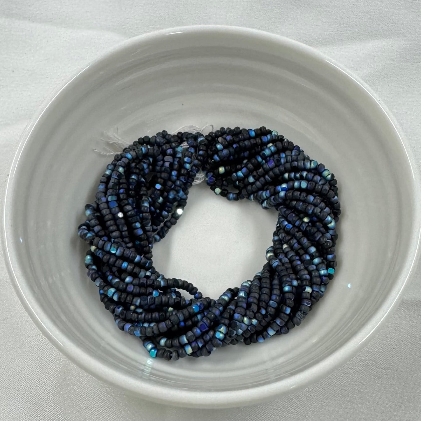 11/0 Charlotte Cut *Premium Seed Bead- Opaque MATTE Jet Black Aurore Boreale  (AB) *10g Hank* India Sheen Charlotte Cut Seedbeads