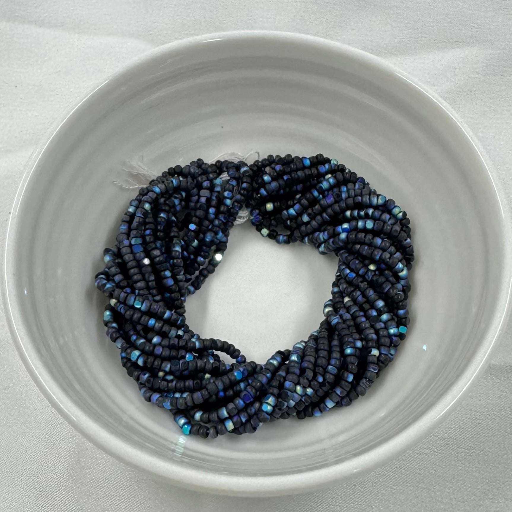 11/0 Charlotte Cut *Premium Seed Bead- Opaque MATTE Jet Black Aurore Boreale  (AB) *10g Hank* India Sheen Charlotte Cut Seedbeads