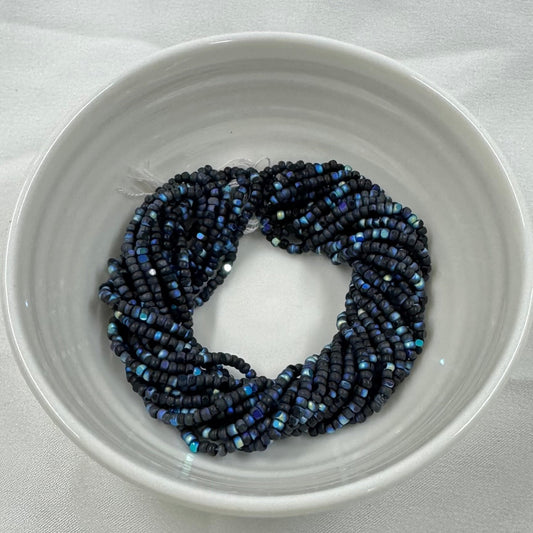 11/0 Charlotte Cut *Premium Seed Bead- Opaque MATTE Jet Black Aurore Boreale  (AB) *10g Hank* India Sheen Charlotte Cut Seedbeads