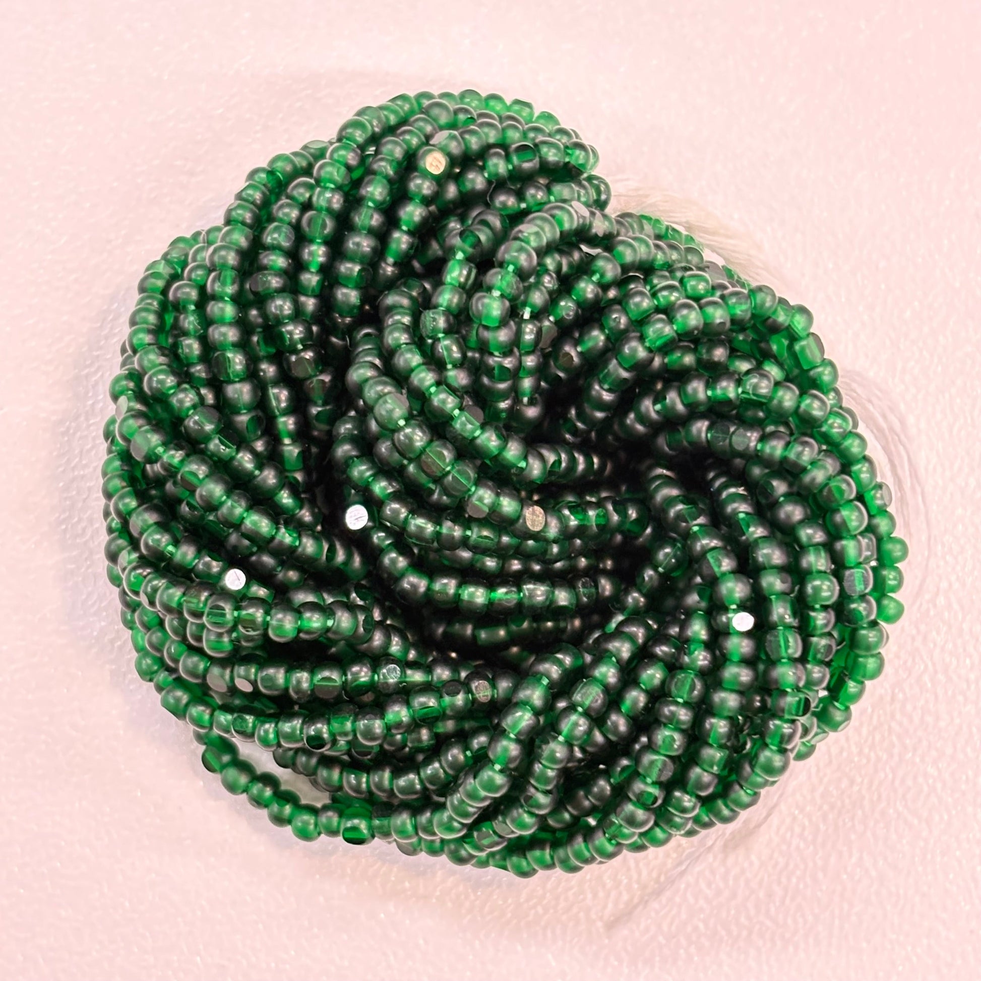 11/0 Charlotte Cut Seed Bead - Deep Green Transparent (10g) India Sheen Charlotte Cut Seedbeads