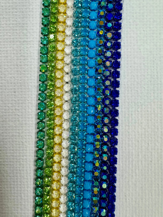 “Very Blueberry” 10x1yd ss6 Metal Rhinestone Chain Sundaylace Creations & Bling