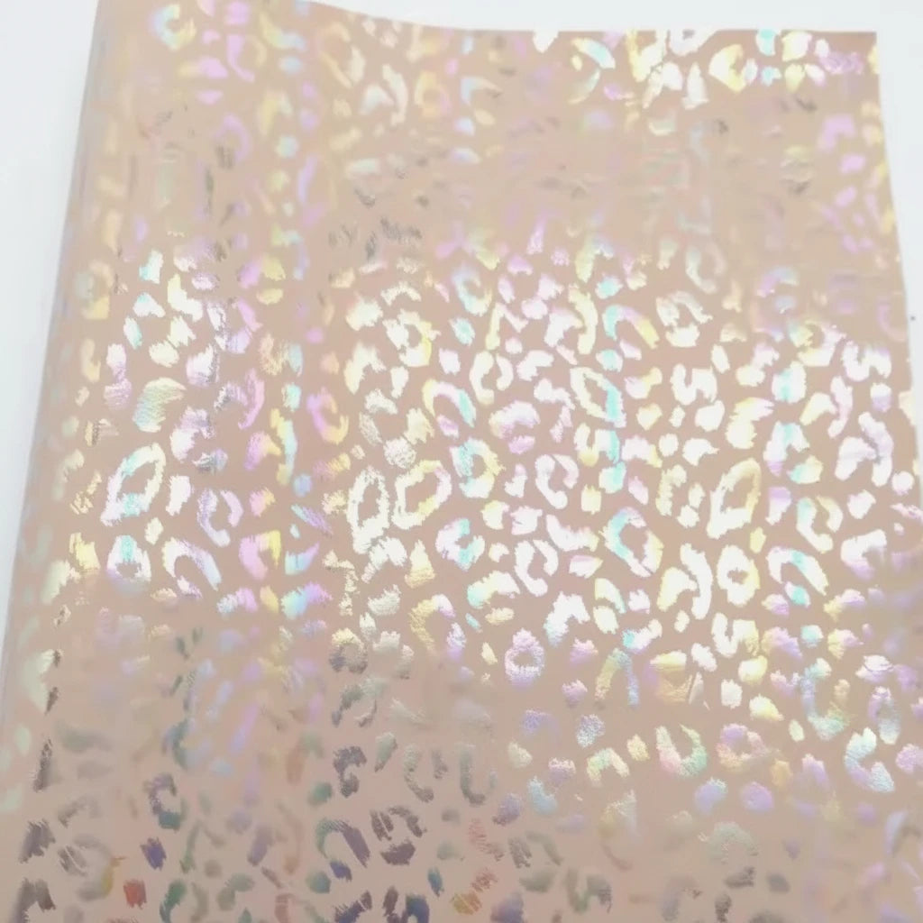 21*29cm Prism Leopard Print On Beige Background Sheets, Long Leatherette Sheets Leatherette