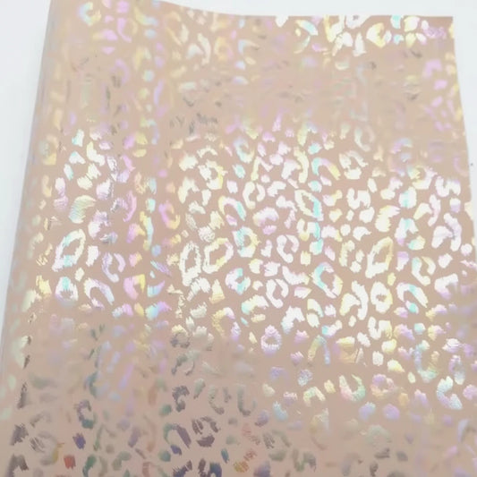 21*29cm Prism Leopard Print On Beige Background Sheets, Long Leatherette Sheets Leatherette