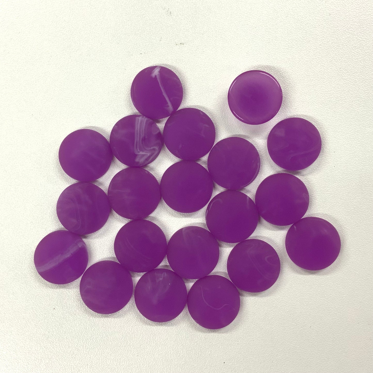 20mm Purple Matte Marbled Round, Glue on, Resin Gems (Sold in Pair) Resin Gems