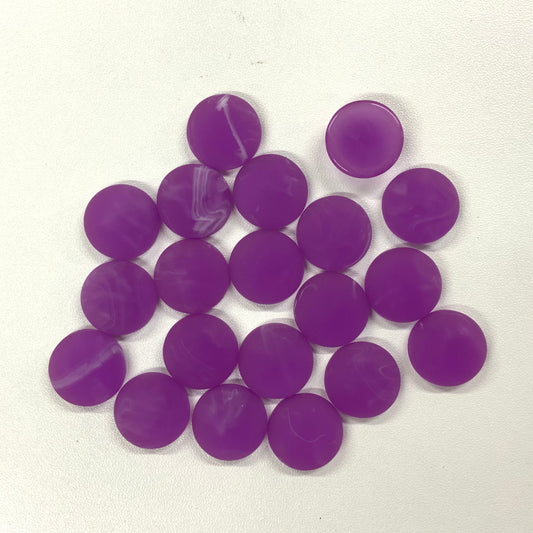 20mm Purple Matte Marbled Round, Glue on, Resin Gems (Sold in Pair) Resin Gems