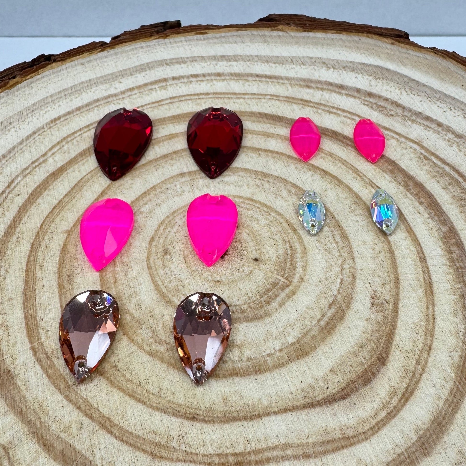 “Petal Pink” 5 Glass Gem Promotions Set Sundaylace Creations & Bling