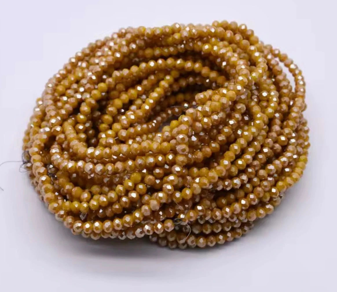 3mm Golden Mustard Colour Bicone Glass Beads 100pcs Bicone/Rondelle