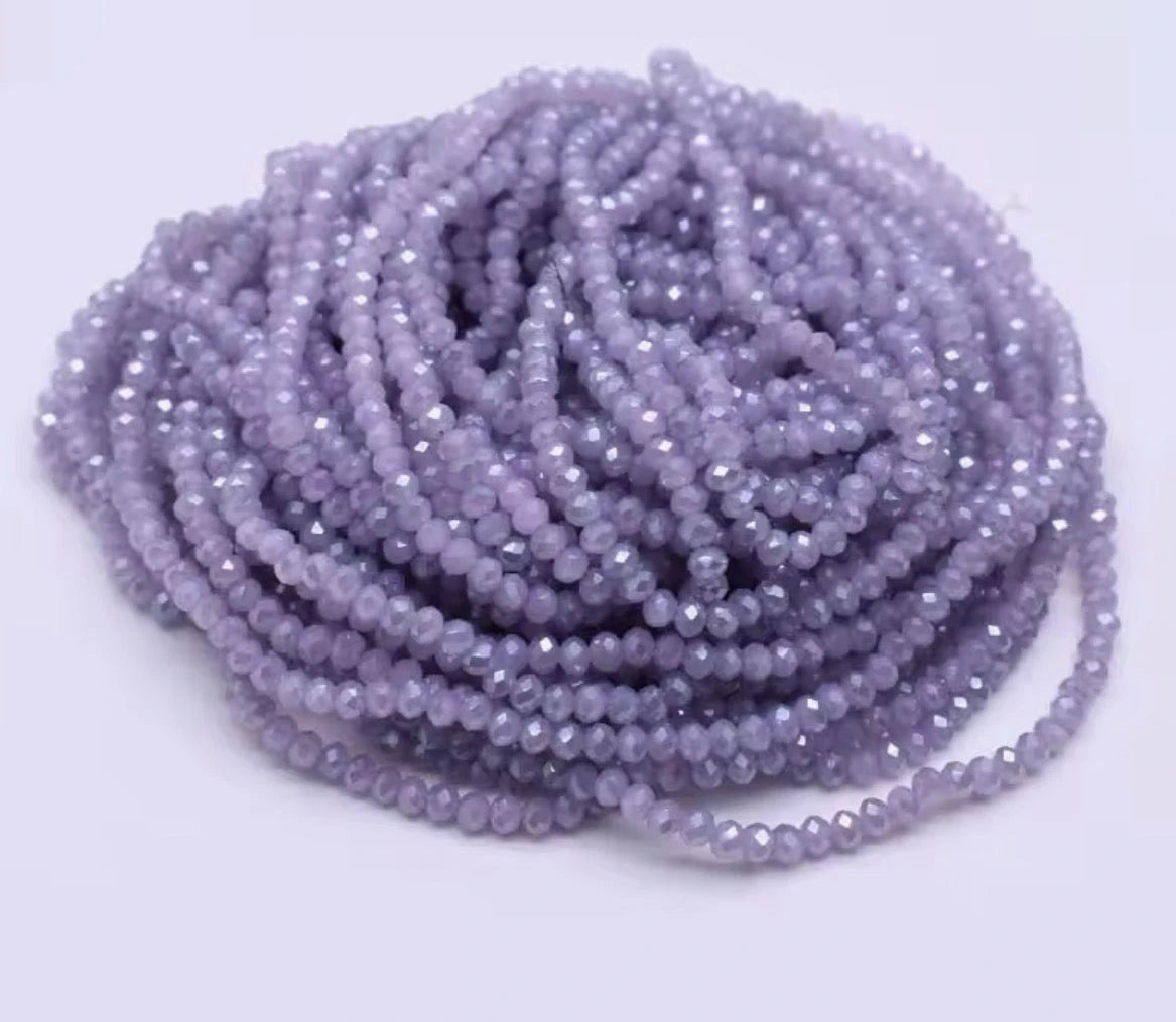 3mm Dusty Lavender Colour Bicone Glass Beads 100pcs Bicone/Rondelle