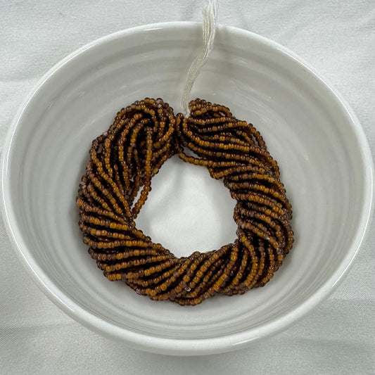11/0 Charlotte Cut Seed Bead- Green - Neon Orange Lined (Brown) *10g Hank* India Sheen Charlotte Cut Seedbeads