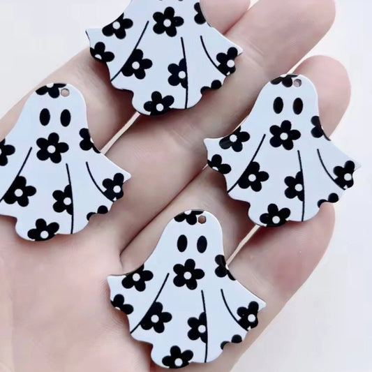 30*35mm Daisy Ghost , One Hole, Resin Gem, (Sold in Pair) Resin Gems