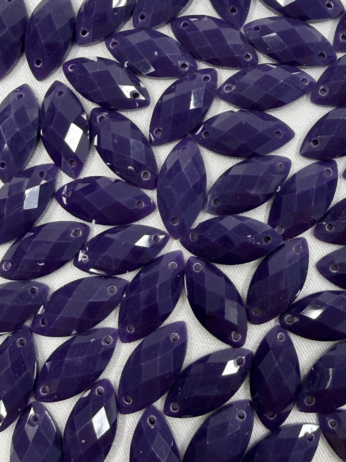 7*15mm Solid Purple Navette, Glue on, Resin Gem (Sold in 12 pcs) Resin Gems