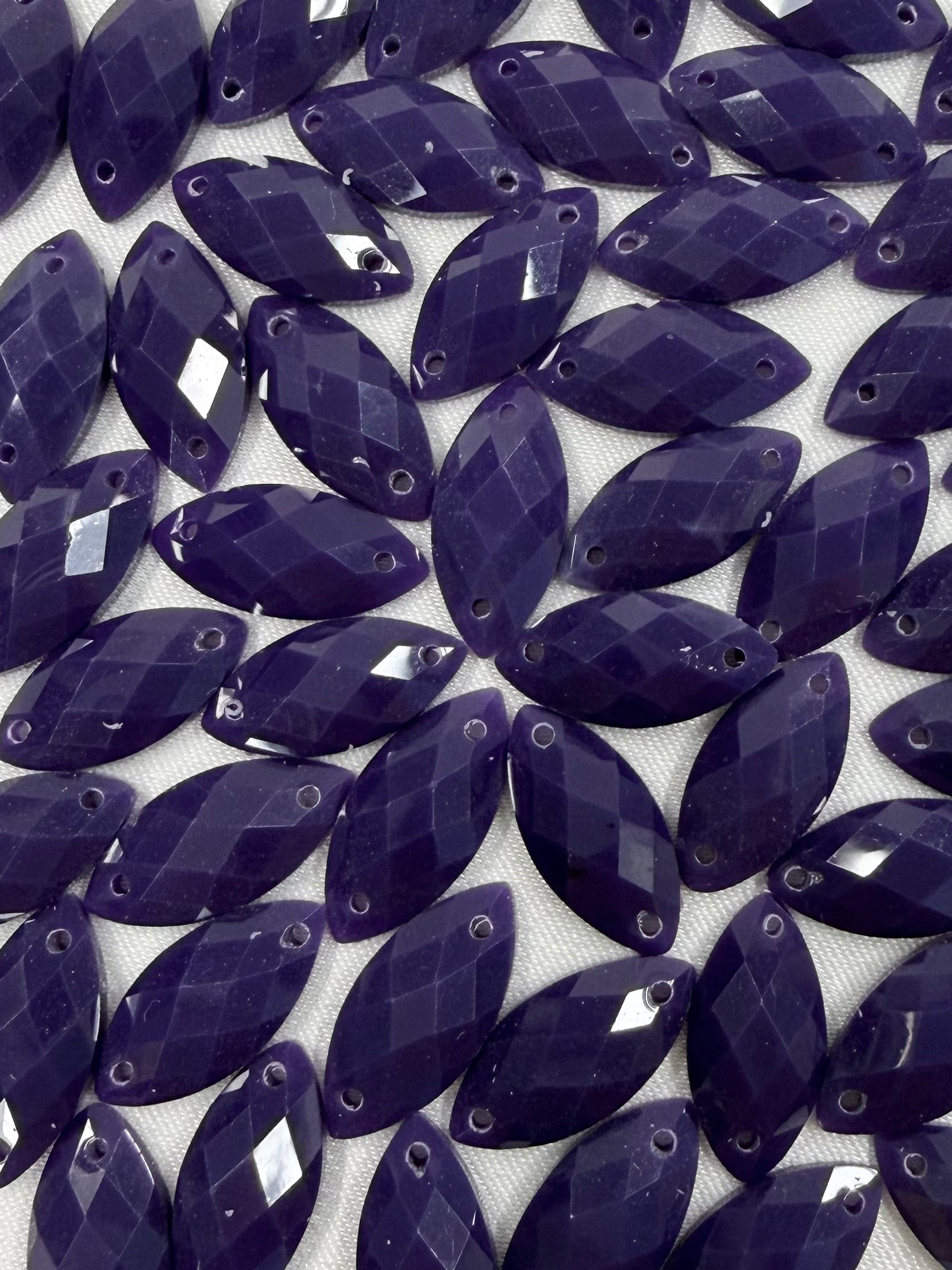 7*15mm Solid Purple Navette, Glue on, Resin Gem (Sold in 12 pcs) Resin Gems