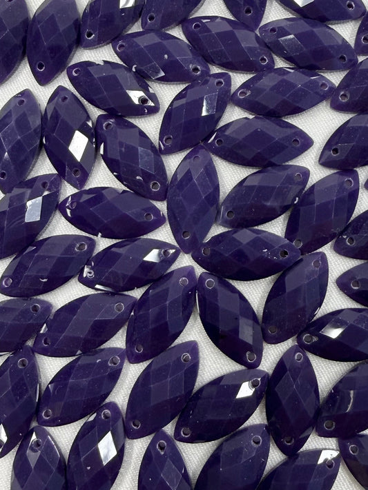 7*15mm Solid Purple Navette, Glue on, Resin Gem (Sold in 12 pcs) Resin Gems